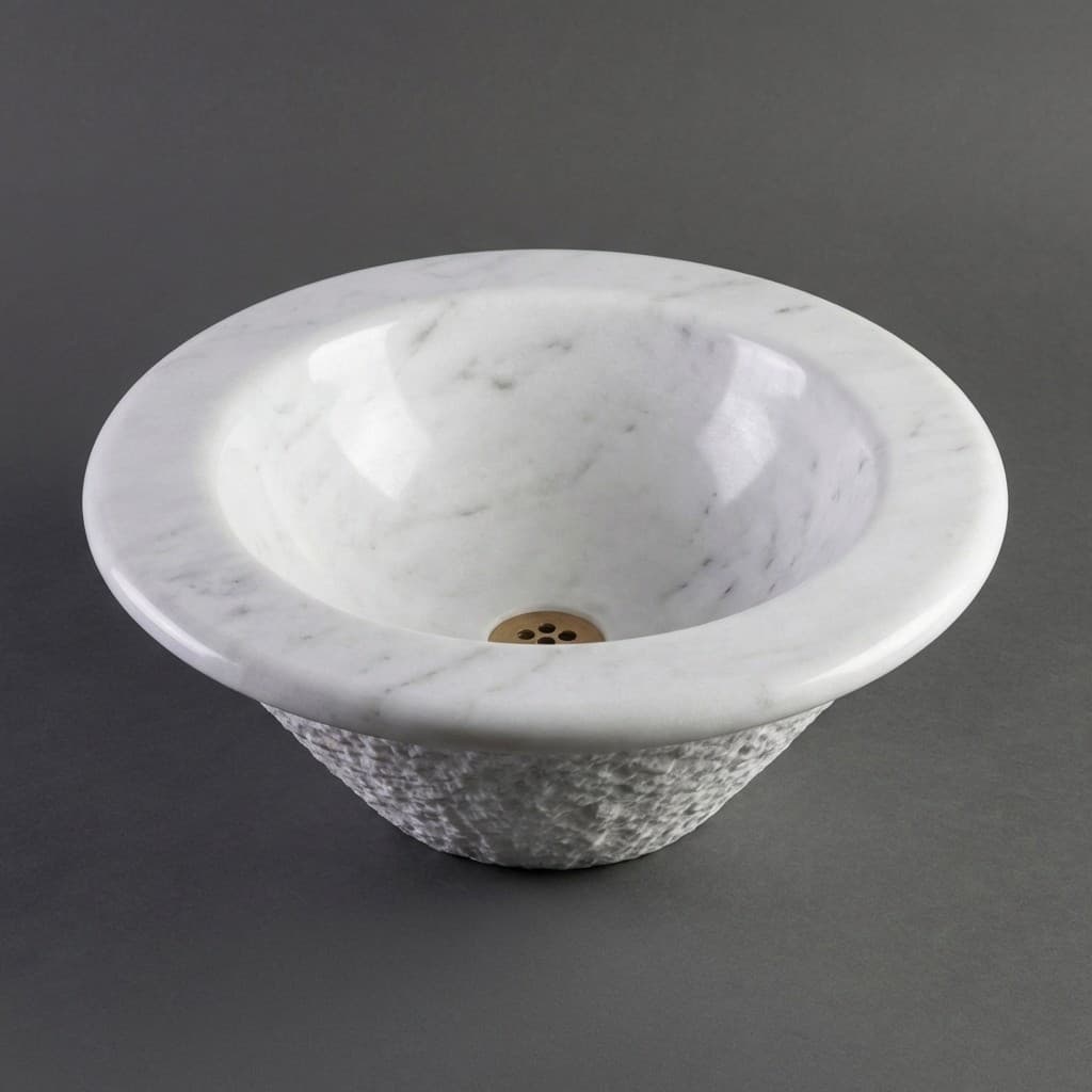 Artisan Hand-Carved Dual-Texture Stone Vessel Sink - hero-light