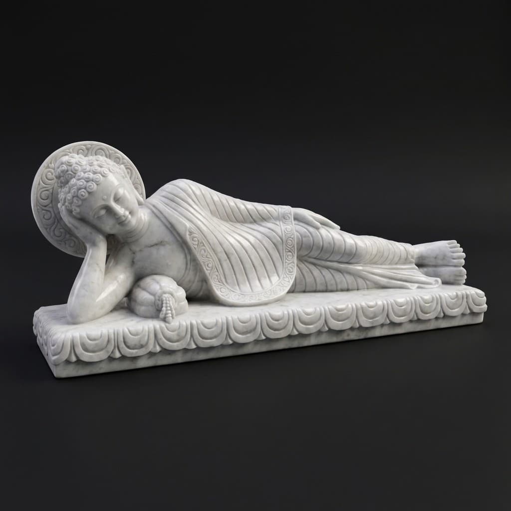 Serene Artisan Hand-Carved Reclining Sleeping Buddha Statue - hero-light