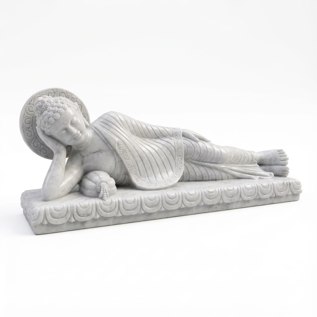 Serene Artisan Hand-Carved Reclining Sleeping Buddha Statue