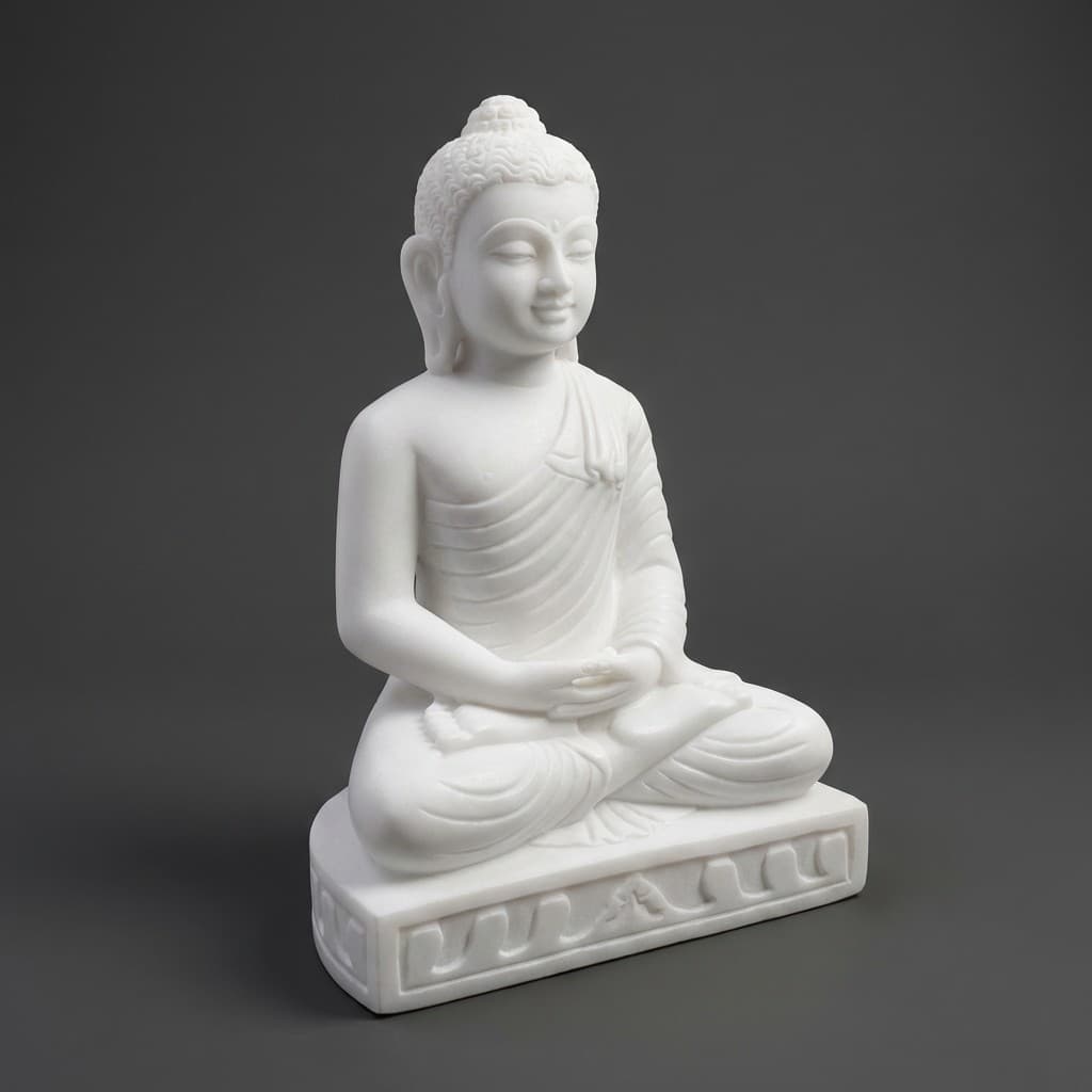 Handcrafted Dhyana Mudra Meditating Buddha Stone Statue for Home Vastu - hero-light