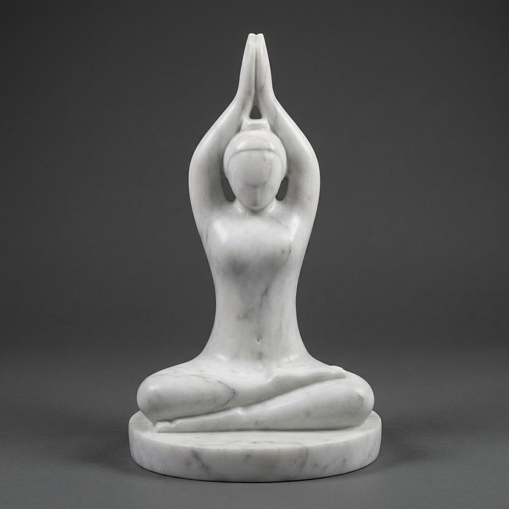 Hand-Carved Artisan Bali Stone Sculpture in Meditating Yoga Pose - hero-light