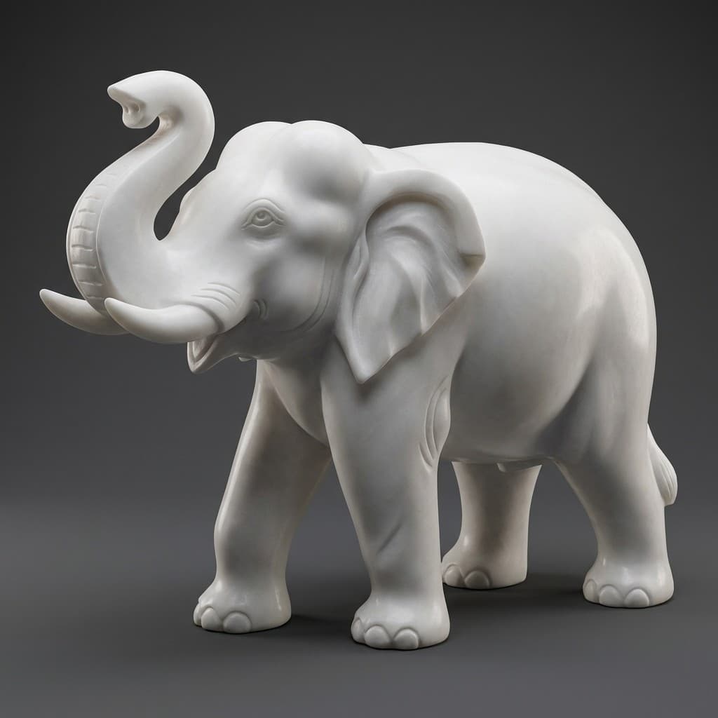 Hand-Carved Majestic Elephant Stone Statue - hero-light