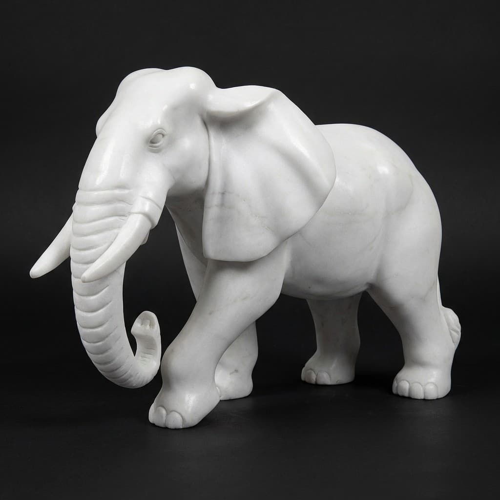 Exquisite Hand-Carved Majestic Elephant Stone Statue - hero-light