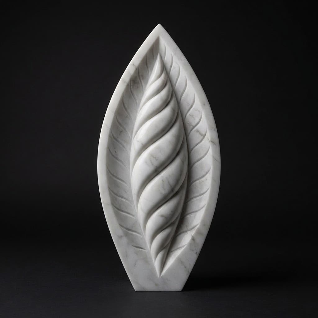 Exquisite Artisan Hand-Carved Stone Leaf Sculpture - hero-light