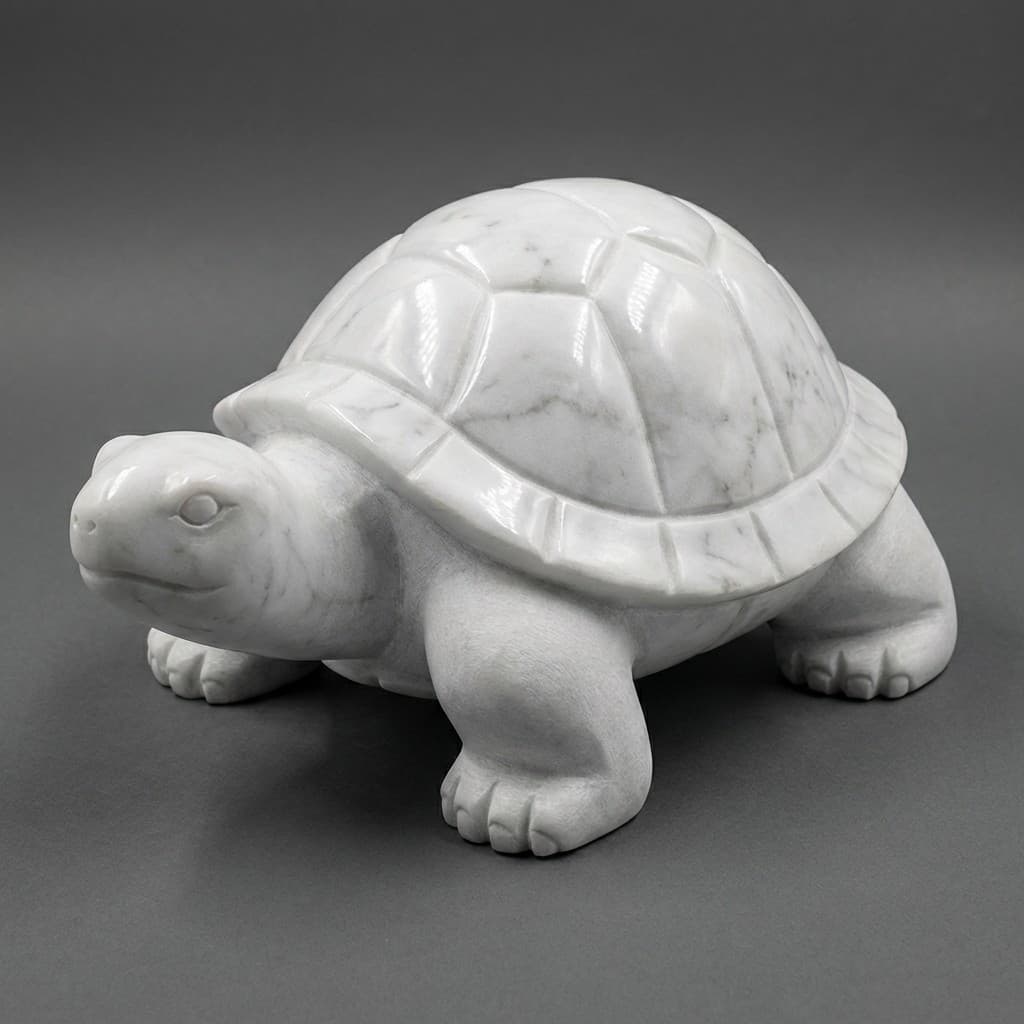 Artisan Hand-Carved Stone Tortoise Sculpture with Polished Shell - hero-light