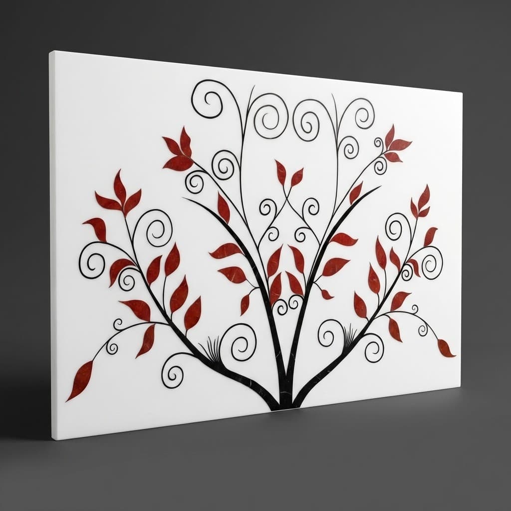 Exquisite Artisan Tree Design Stone Inlay Wall Panel - hero-light