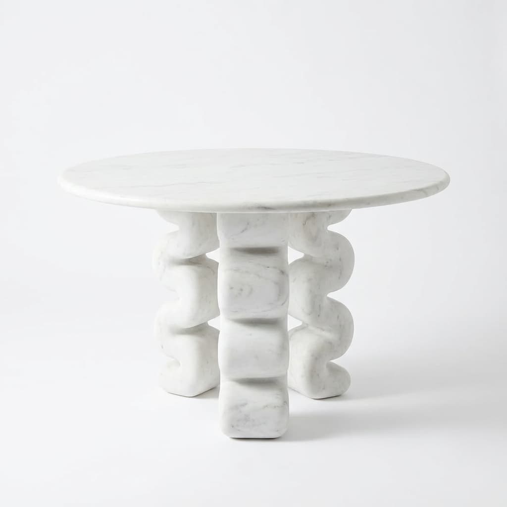 Artisan Hand-Carved Sculptural Wave Stone Coffee Table