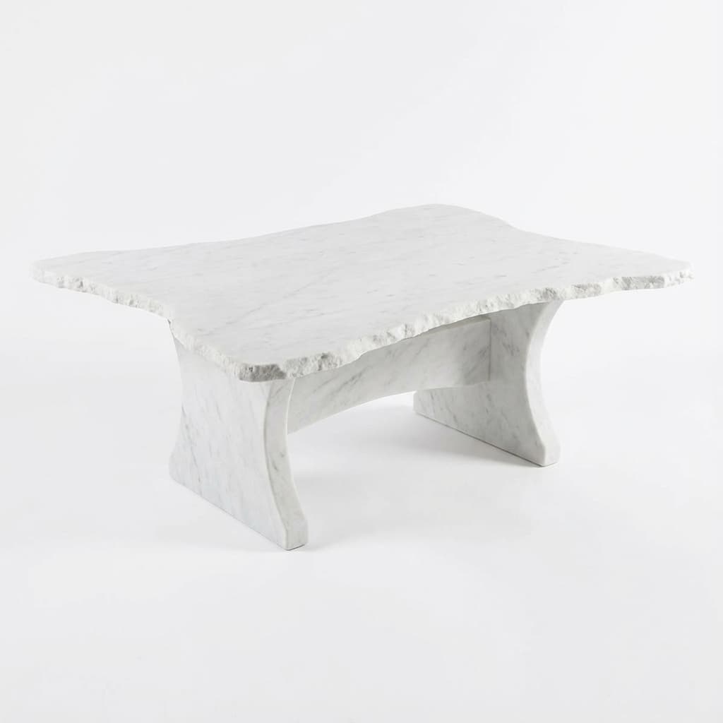 Artisan Hand-Carved Stone Coffee Table with Organic Edge - hero-light