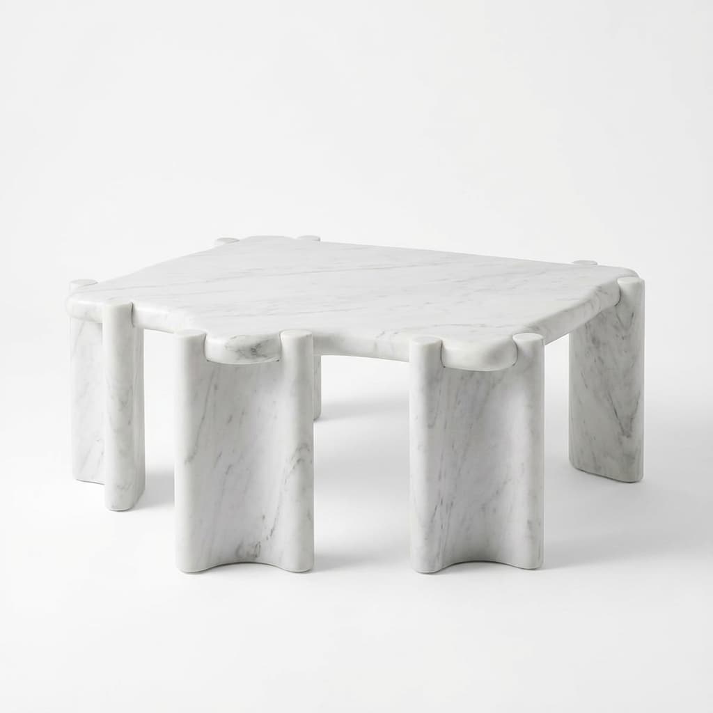 Hand-Carved Sculptural Stone Coffee Table with Organic Silhouette - hero-light