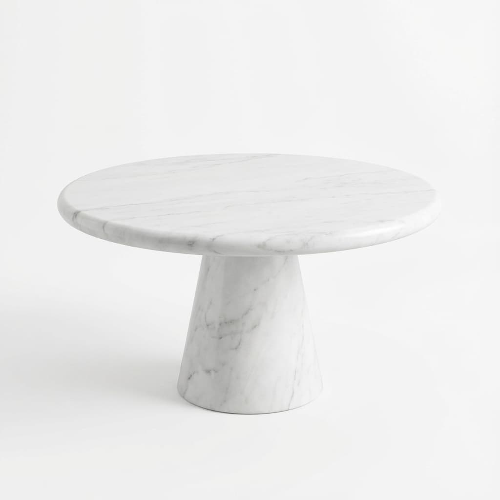 Artisan Hand-Carved Minimalist Pedestal Stone Coffee Table - hero-light