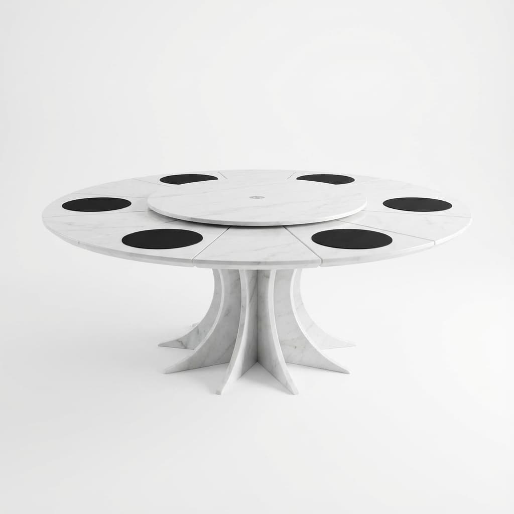 Exquisite Hand-Carved Contemporary Stone Table - hero-light