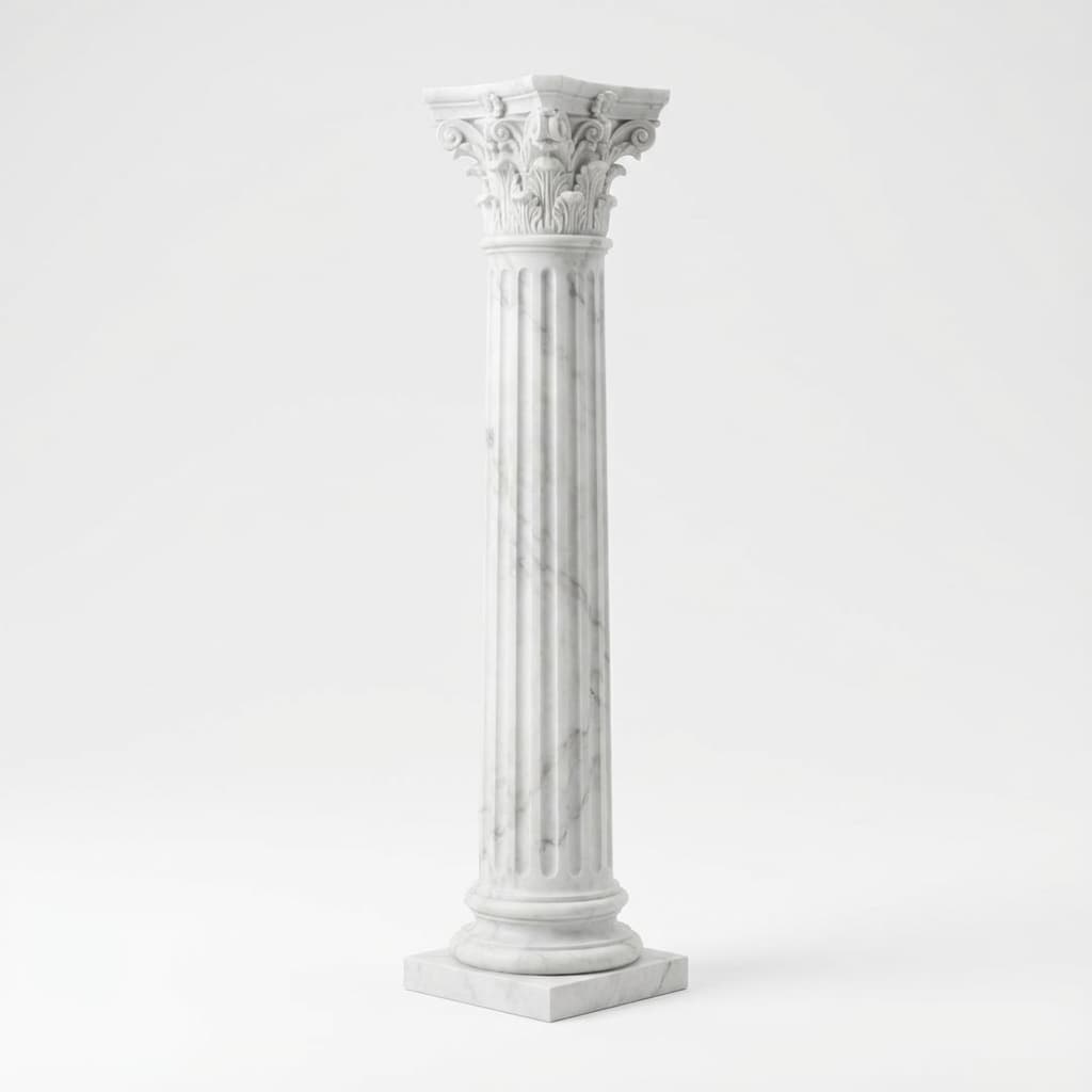 Artisan Hand-Carved Classical Roman Style Stone Column