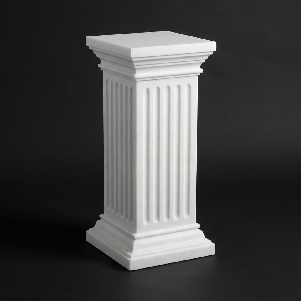 Artisan Hand-Carved Square Fluted Stone Pedestal - hero-light