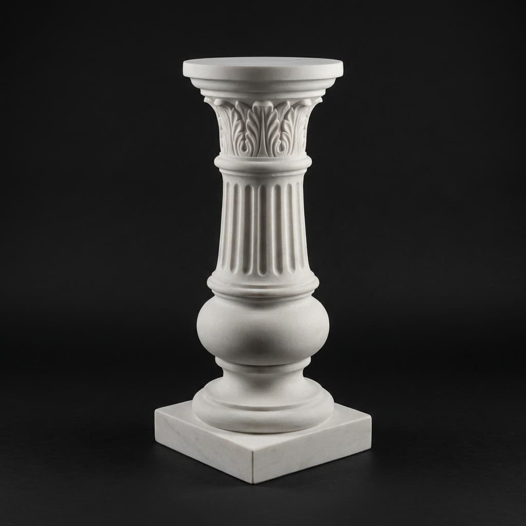 Exquisite Hand-Carved Baluster Stone Pedestal Sundial Base - hero-light