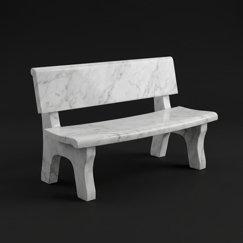 Hand-Carved Artisan Stone Park Bench with Backrest - hero-light