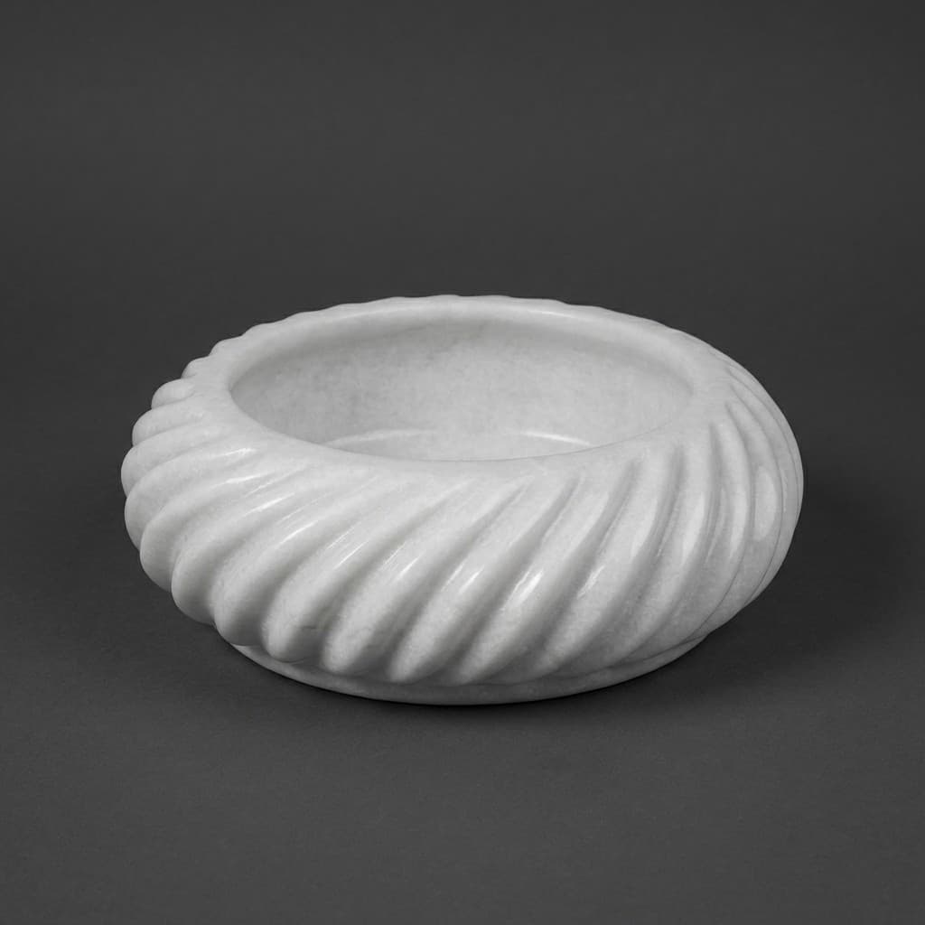 Hand-Carved Whirl Design Artisan Stone Urli Bowl - hero-light