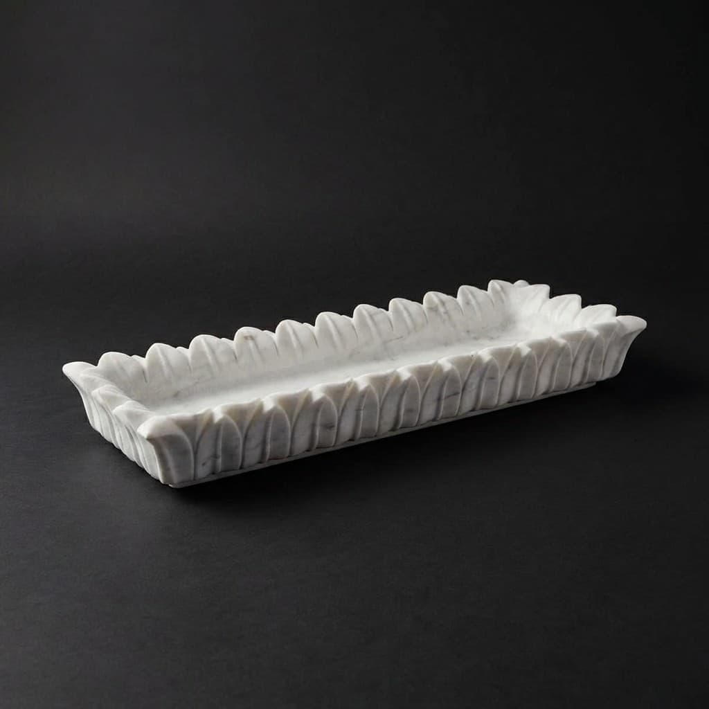 Chandra Hand-Carved Rectangular Stone Urli Bowl - hero-light