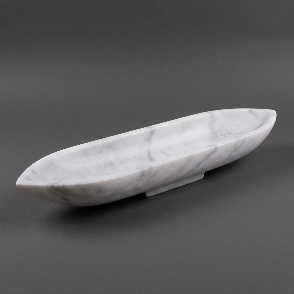 Artisan Hand-Carved Maritime Boat Shaped Stone Urli