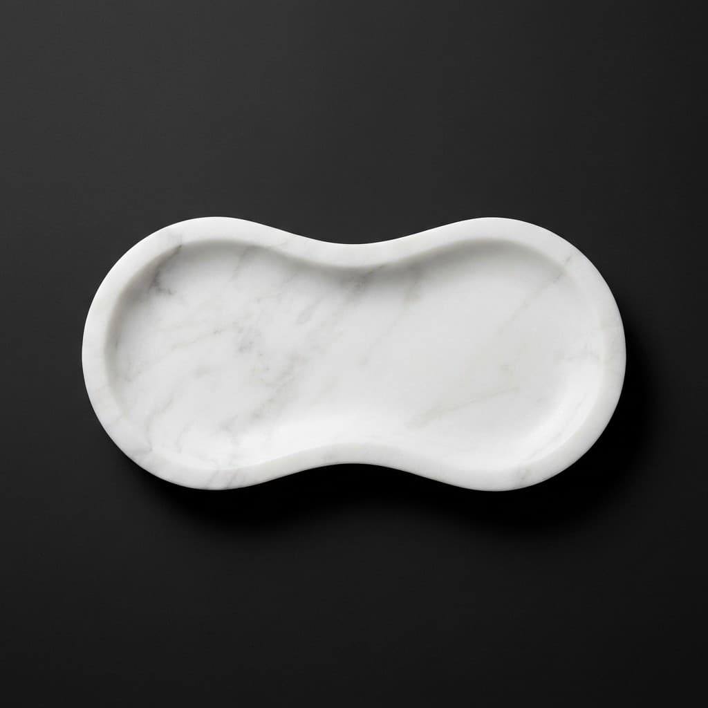 Artisan Hand-Carved Sinuous Organic Stone Valet Tray - hero-light