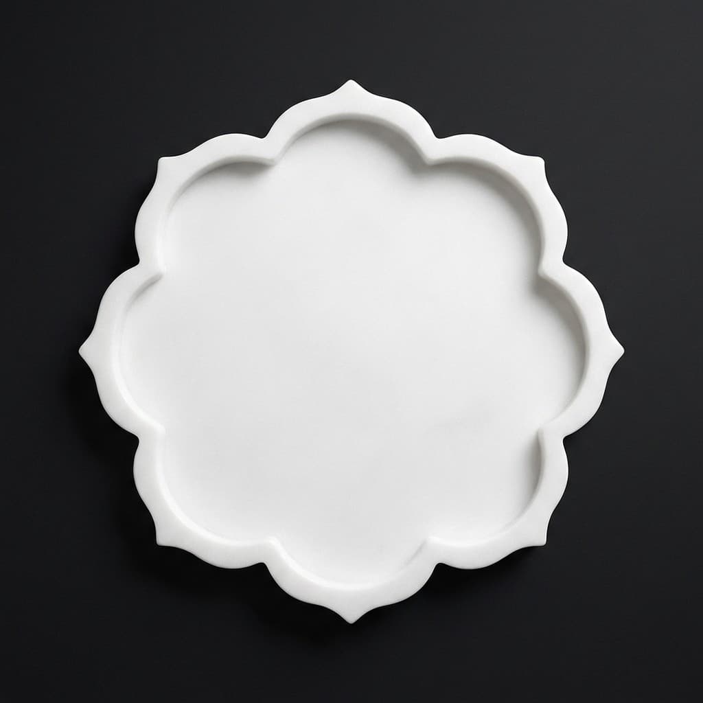 Exquisite Hand-Carved Flower Shaped Stone Serving Tray - hero-light