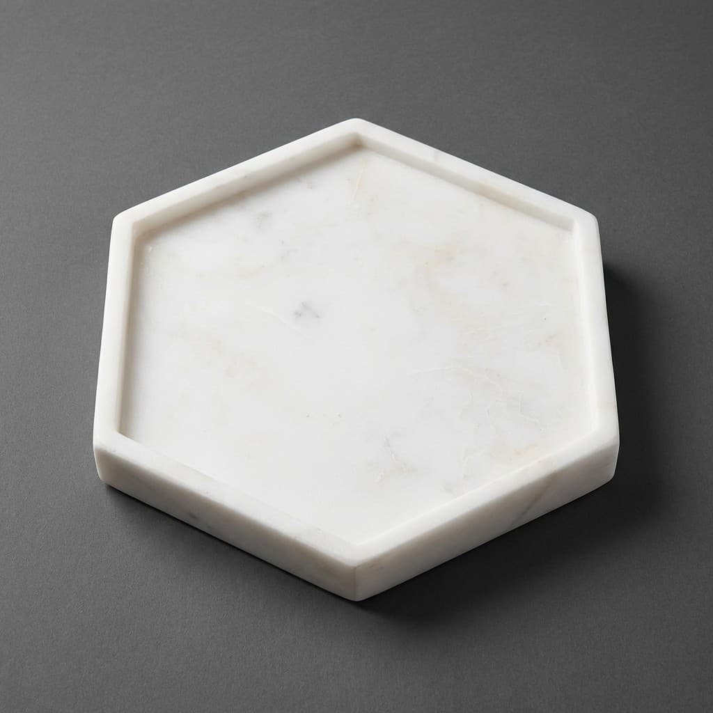 Artisan Hand-Carved Hexagon Stone Decorative Tray - hero-light