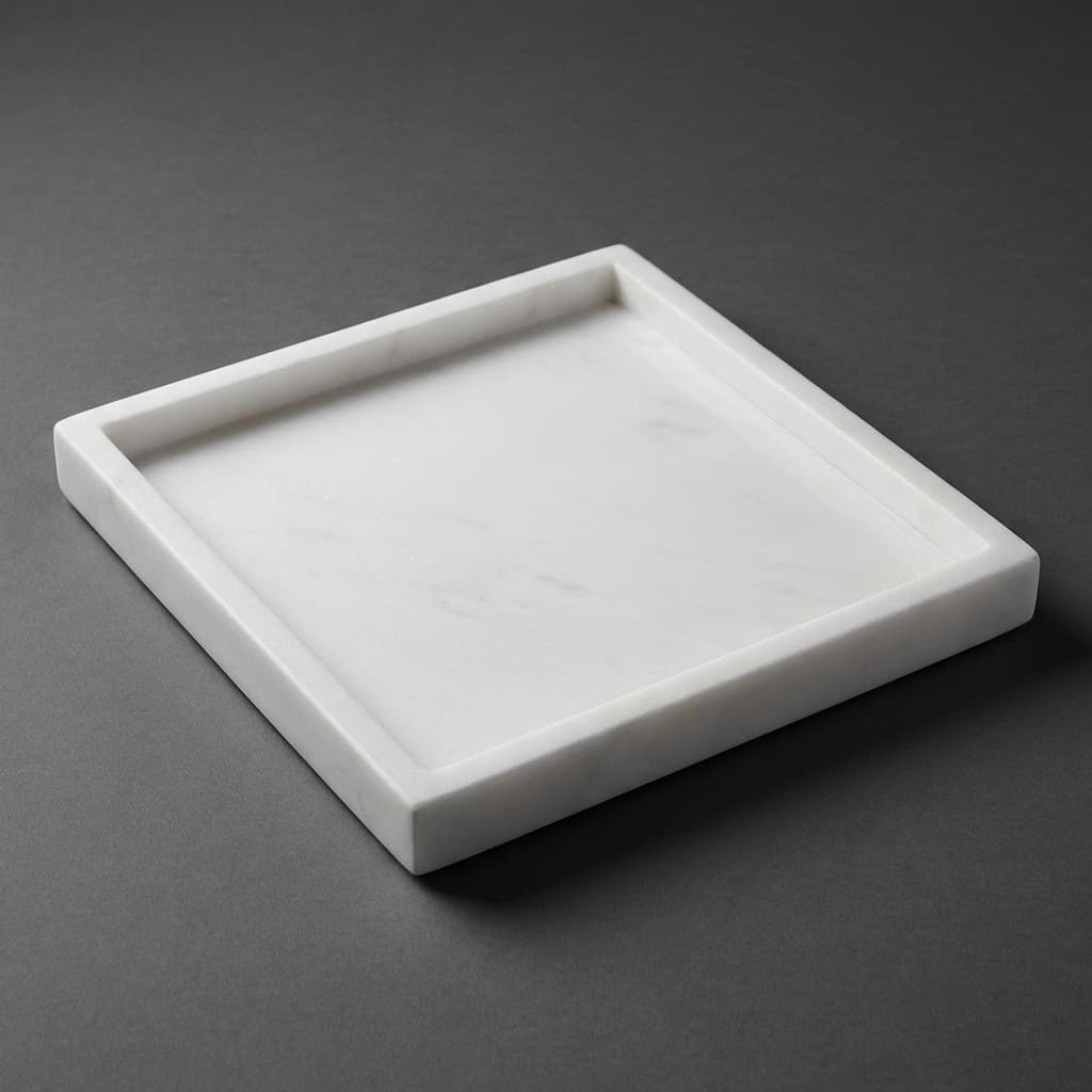 Artisan Crafted Minimalist Square Stone Serving Tray - hero-light