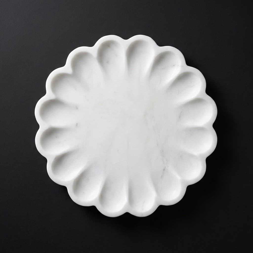 Exquisite Hand-Carved Daisy Stone Serving Platter - hero-light