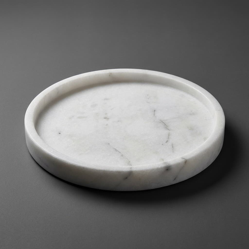 Exquisite Hand-Carved Round Stone Decorative Tray - hero-light