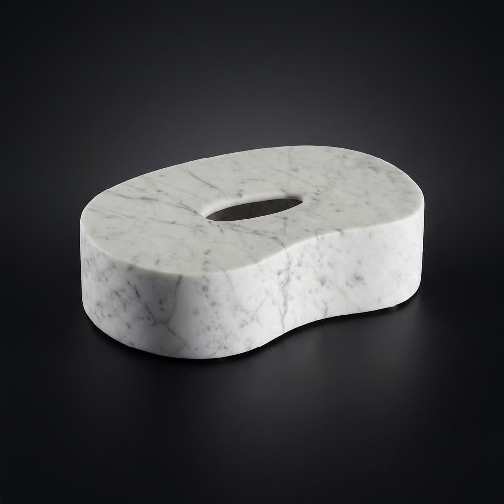 Exquisite Hand-Carved Sinuous Stone Tissue Box Cover - hero-light
