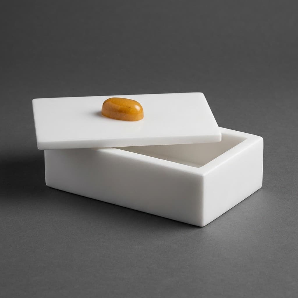 Exquisite Handcrafted Stone Trinket Box with Artisan Lid - hero-light