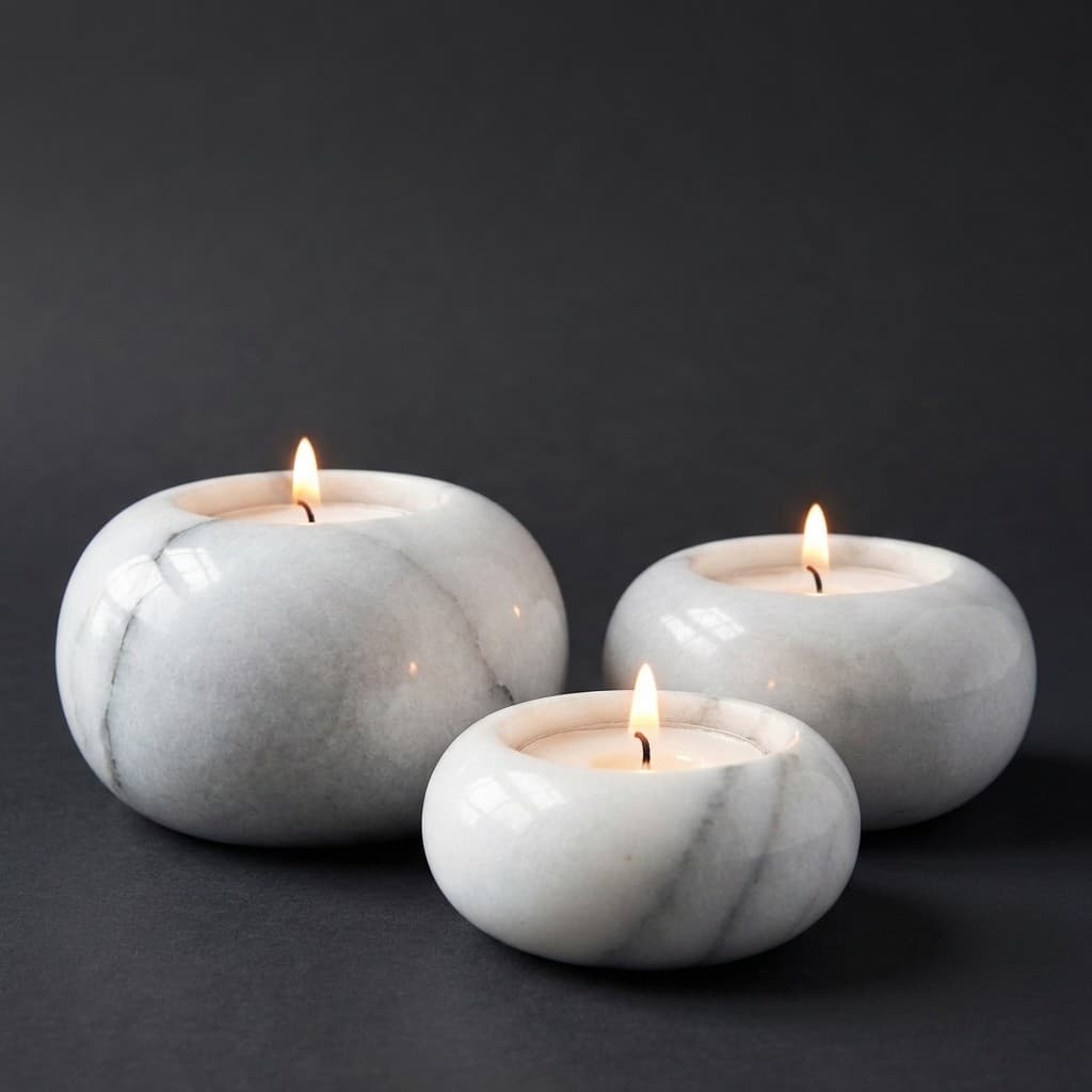Exquisite Artisan Hand-Carved Stone Tea Light Holder - hero-light