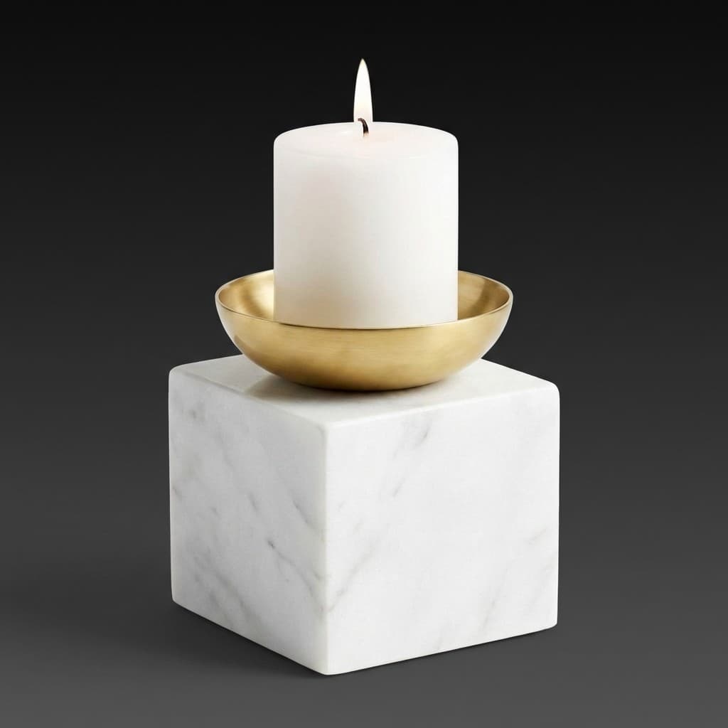 Artisan Modern Geometric Stone Candle Holder - hero-light