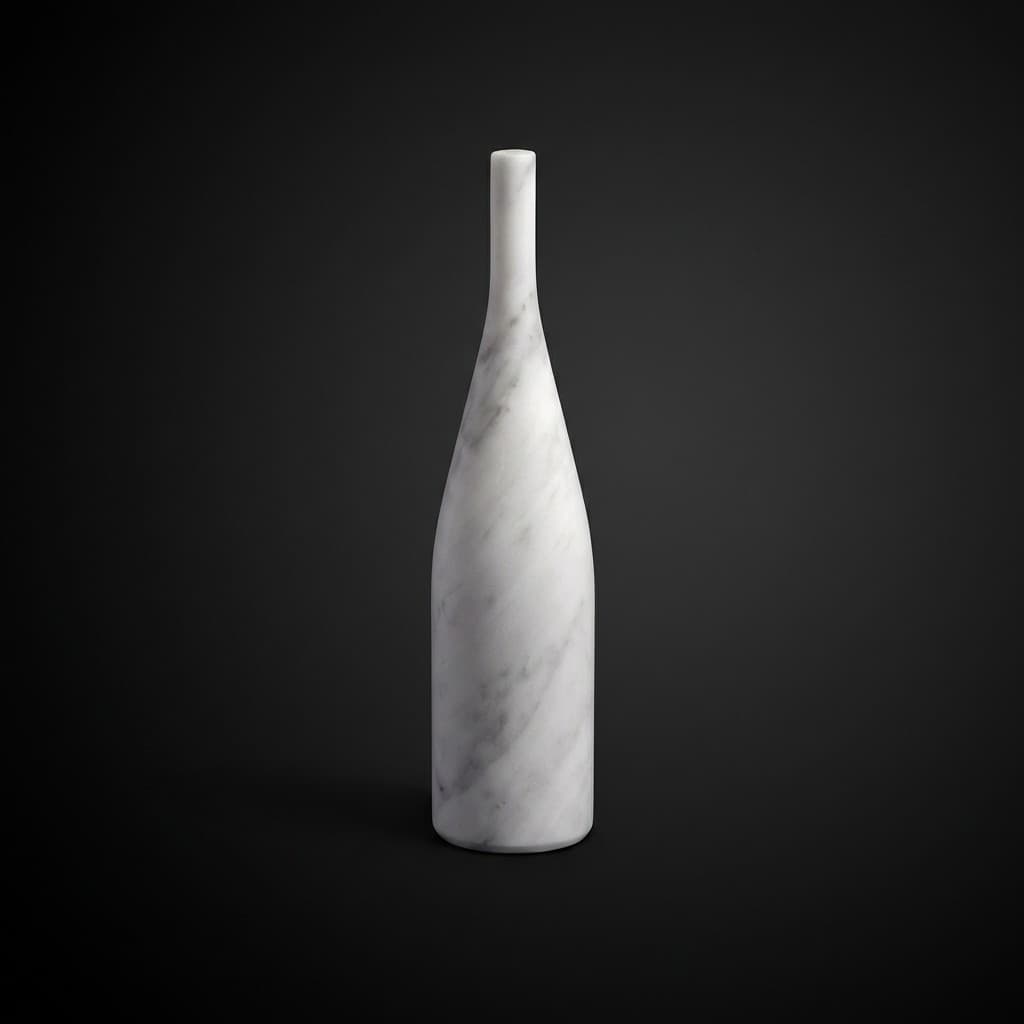 Artisan Hand-Carved Minimalist Sculptural Stone Bottle Vase - hero-light