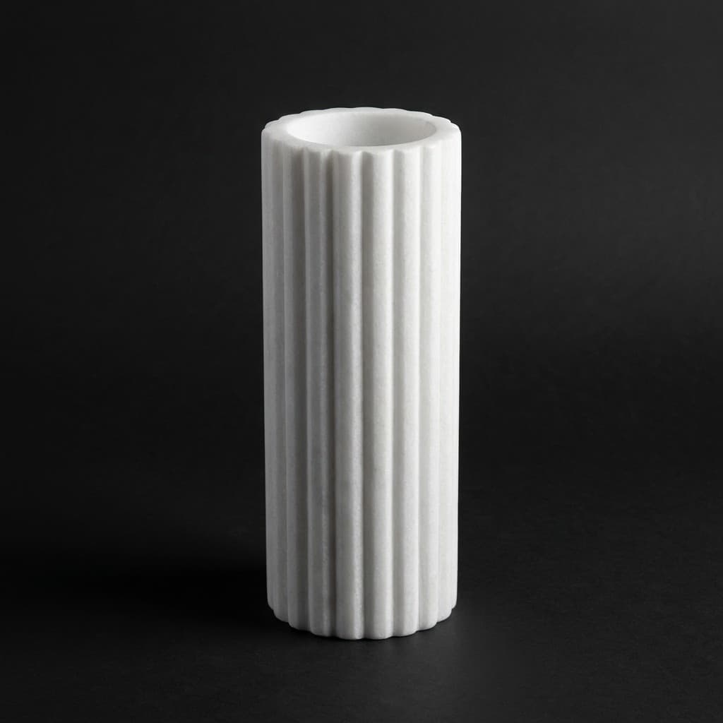 Exquisite Hand-Carved Fluted Stone Vase for Modern Decor - hero-light
