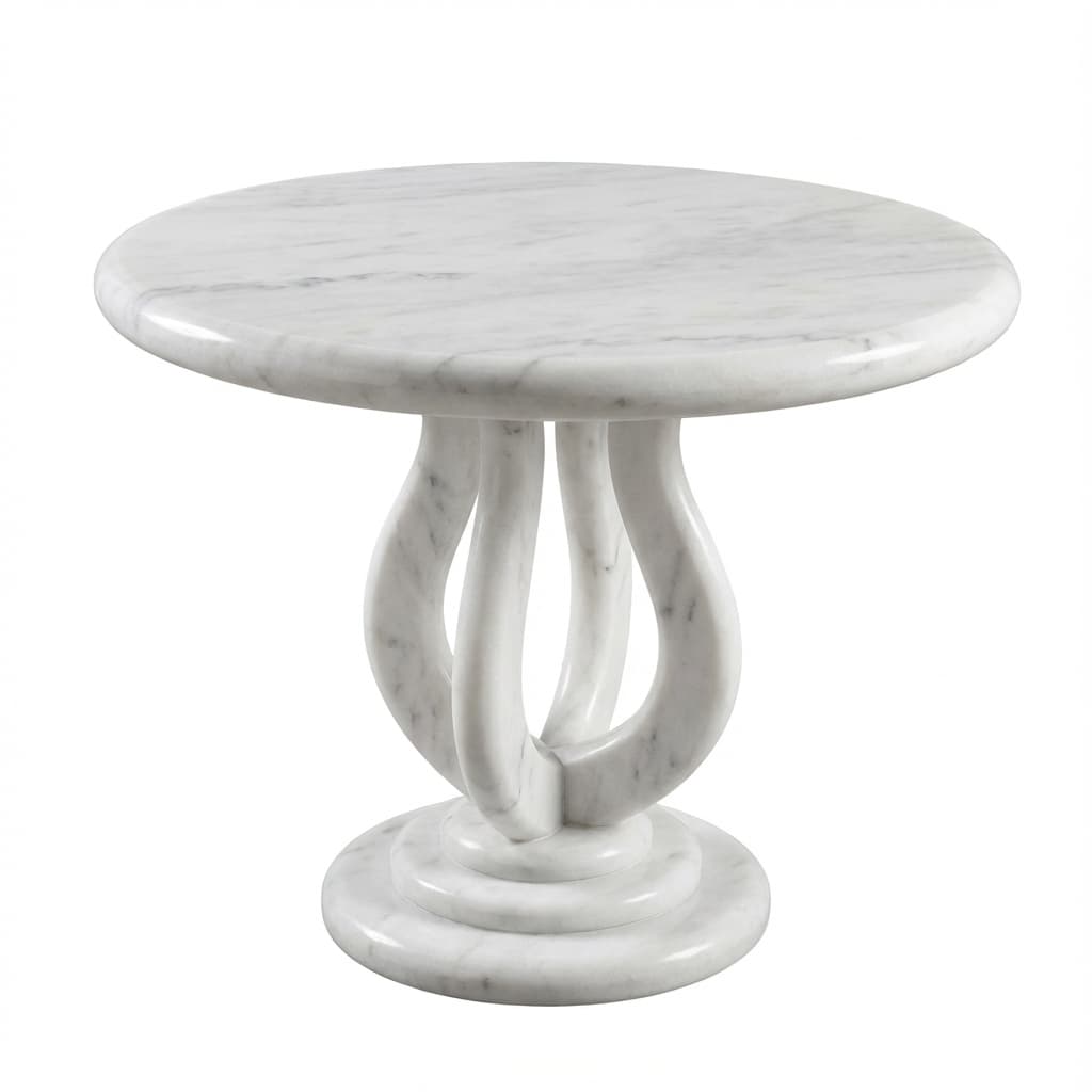 Exquisite Handcrafted Stone Side Table with Sculptural Pedestal - hero-light