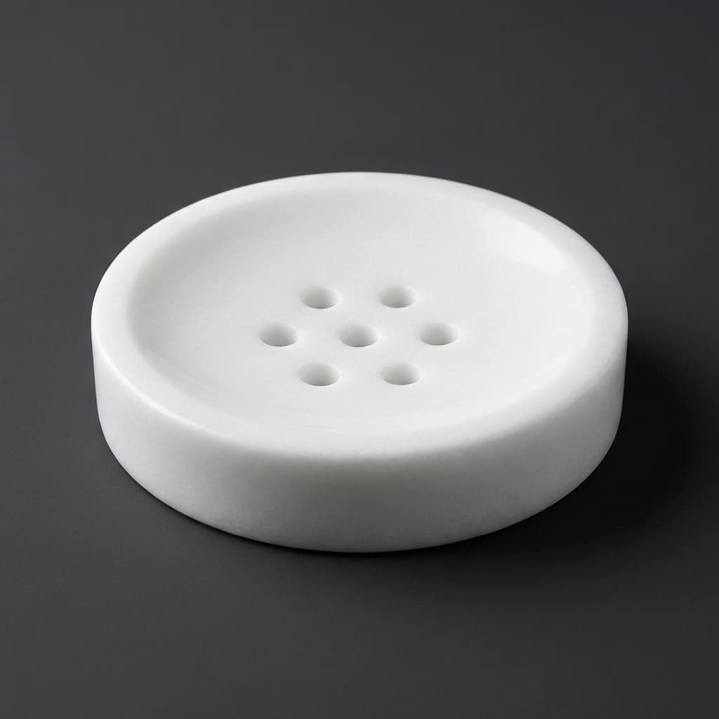 Artisan Hand-Carved Minimalist Round Stone Soap Dish - hero-light