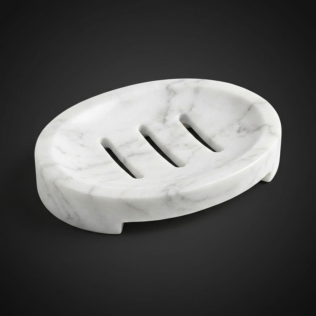 Elegant Artisan Hand-Carved Oval Stone Soap Dish - hero-light