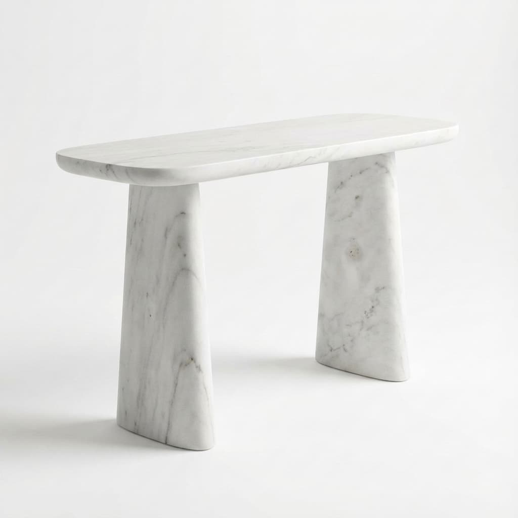 Hand-Carved Luxury Stone Console Table – Minimalist Artisan Design