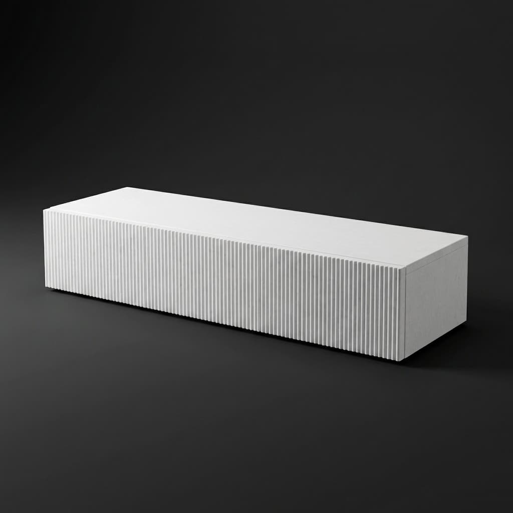 Artisan Hand-Carved Ribbed Stone Floating Console Table